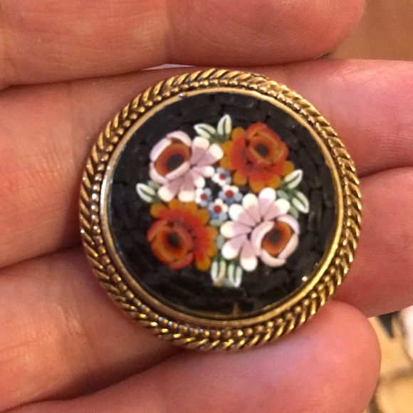 Vintage mosaic round brooch - Picture 4 of 4